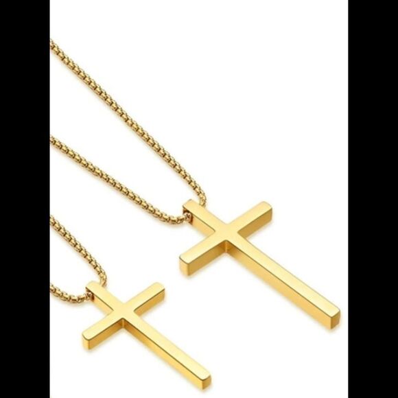 Men’s Gold Cross Necklace - Picture 11 of 14